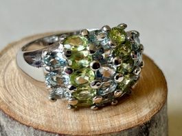 Peridot-Topas Ring Silber 925, Gr. 56
