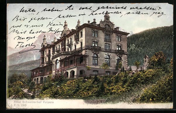 Cartes postales: AK Vulpera, Hotel Schweizerhof, 1907 – D'occasion à Berlin par bartko-reher