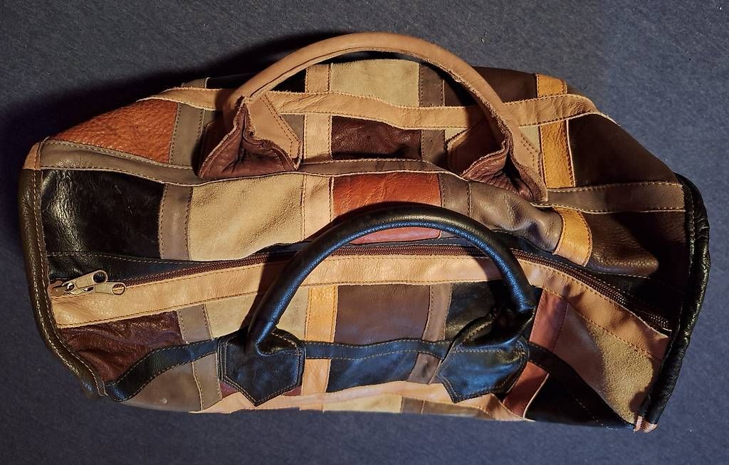 Borse: Leder-Patchwork-Reisetasche 80er Jahre  – Usato da Flerden venduto da Brockengespenst 1
