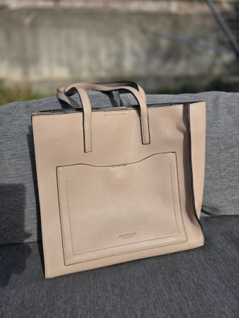 Seidenfelt Damenhandtasche – Beige – Eleganter Shopper mit R