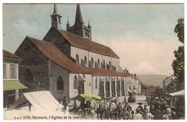 Ansichtskarte  Romont,  Kirche und Markt