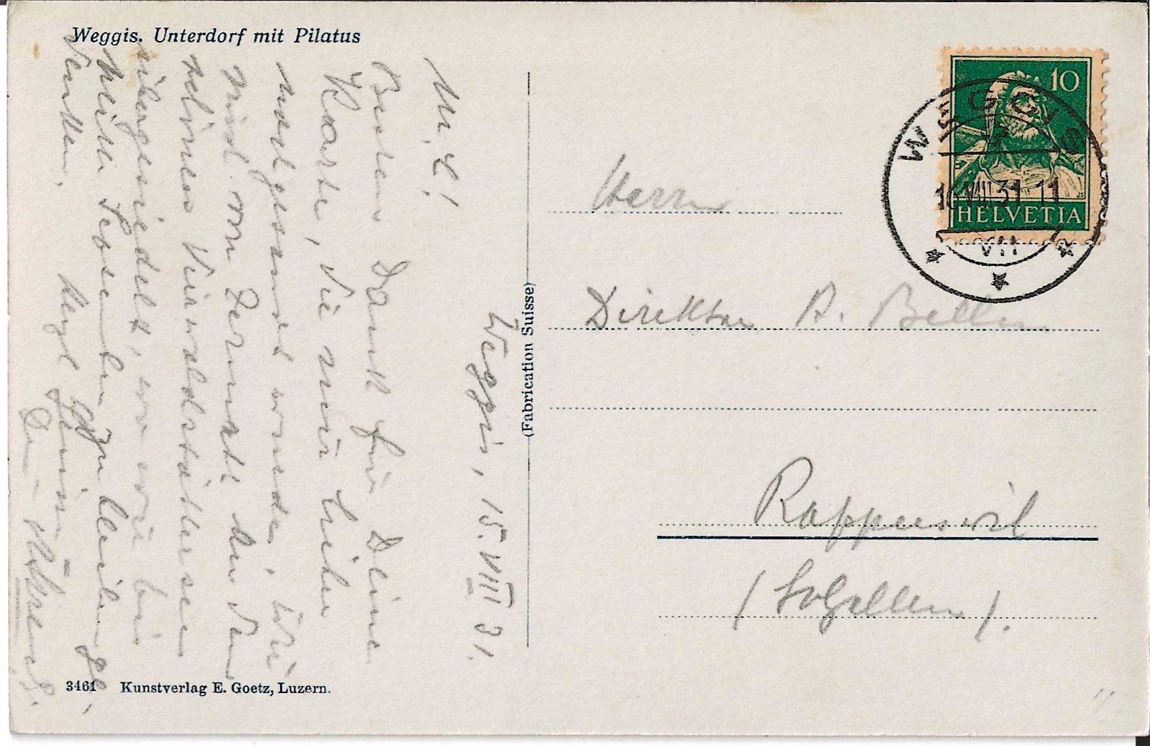 Cartoline postali: Karte Weggis-Underdorf 1931 – Usato da Zürich venduto da Philacat11 1