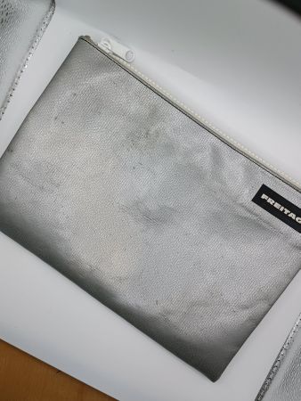 Freitag Zip Pouch – Document Size, Upcycled Tarp (Silver)