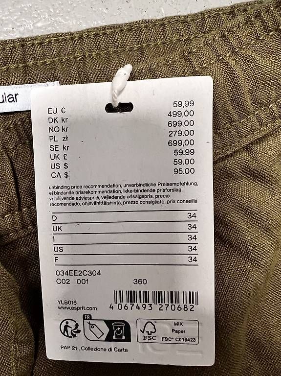 Pantaloni: Esprit kurze Leinenhosen Herren Größe 34 – Usato da Luzern venduto da Sportstudentin 2