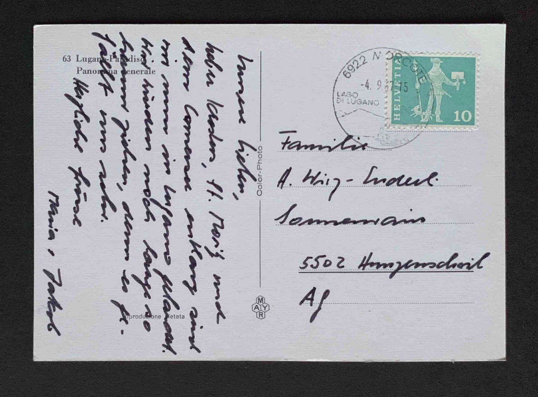 Cartoline postali: AK Lugano Paradiso Panorama centrale – Usato da Goldau venduto da artelier1 1