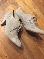 mittelgrauer, klassischer Schnürhalbschuh, Wildlederlook, 40