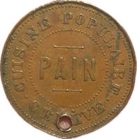 Token-Jeton, Geneve, Cuisine Populaire, Pain, 5 Centimes