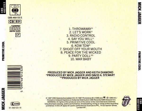 CD: CD Mick Jagger - Primitive cool (1987) – Usato da Möriken AG venduto da mineralia 1