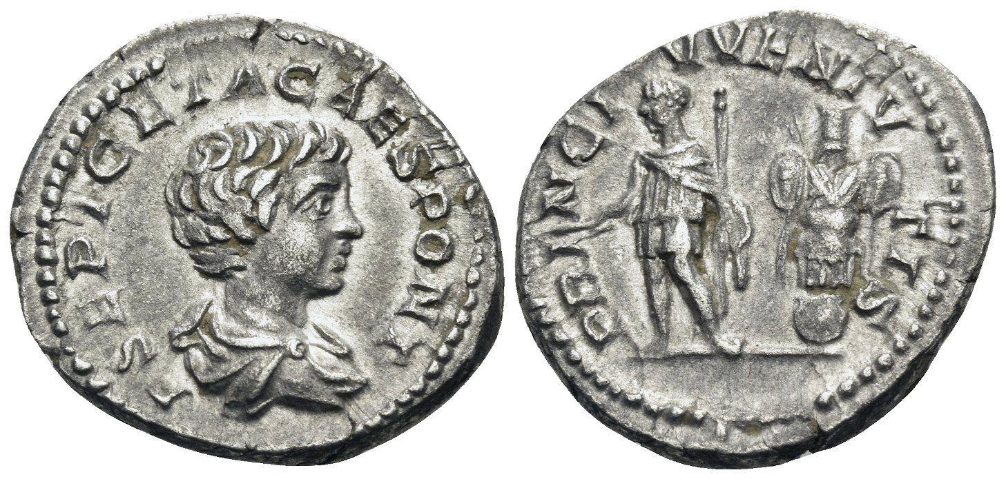Tutti le monete: GETA, as Caesar, AR Denarius (200-202 AD) – Usato da La Sarraz venduto da classicworldcoins