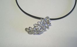 Pendentif argent massif, "feuille" /  Anhänger Silber 925