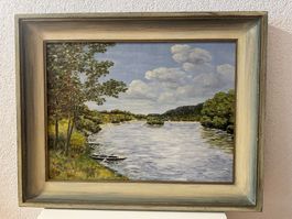 Gemälde Litscher  Flusslandschaft 1948 gerahmt
