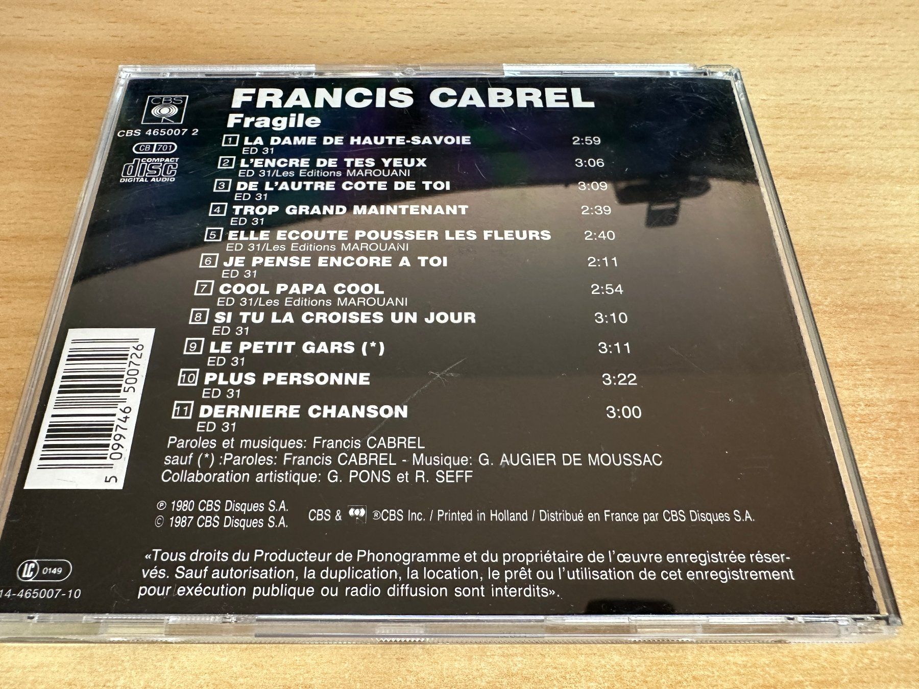 CDs: U9 Francis Cabrel – Fragile – Gebraucht aus Rikon im Tösstal von Alpenmutz 1