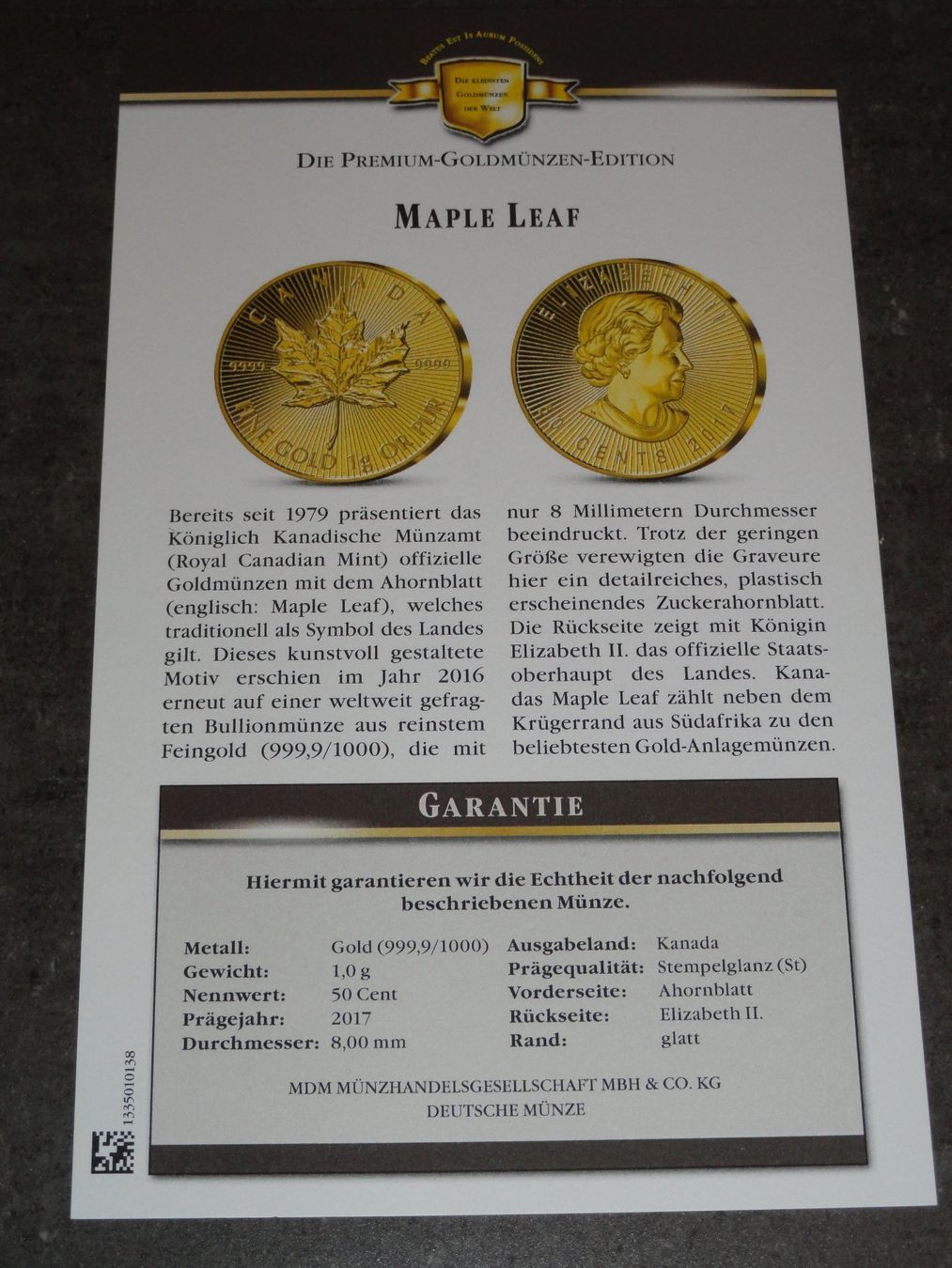 Tutti le monete: 1 g Goldmünze MAPLE LEAF aus Kanada 2017 – Nuovo e nell'imballaggio originale da Dagmersellen venduto da dribbeldrago10 5