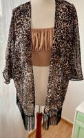 Canda Leo Cardigan Kimono, offenes Jäckchen Fransen, XL 42