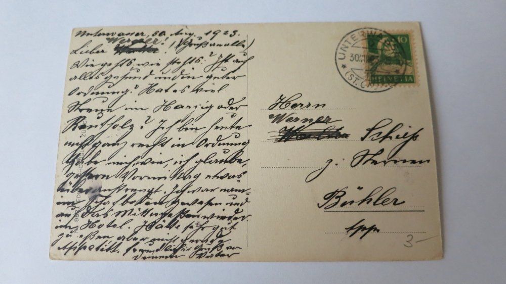 Cartoline postali: Toggenburger Bauernstube - belebt - 1923 – Usato da Jona venduto da centumprata 1