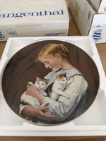Zierteller Porzellanfabrik Langenthal Mädchen mit zwei Katze
