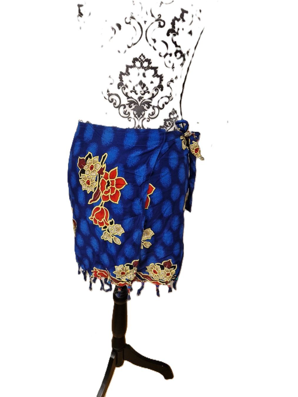 Röcke: Batik Wickelrock blau mit Blumenmuster Gr. S/M – Neu (gemäss Beschreibung) aus Glattbrugg von mas_75t2