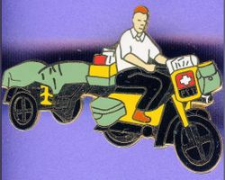 PTT   Pöstler mit Motorrad & Anhänger