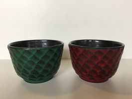 2 x bols à thé asiatiques en fonte / Gusseisen Teeschalen