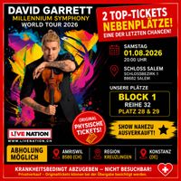 2 Top-Tickets David Garrett Salem 01.08.26 Bl.1 ausverkauft