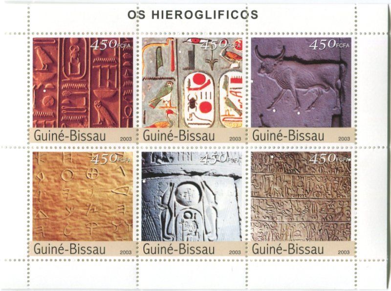 Tutti i francobolli: Block "Hieroglyphen". Guinea-Bissau – Nuovo e nell'imballaggio originale da Basel venduto da Butsch5