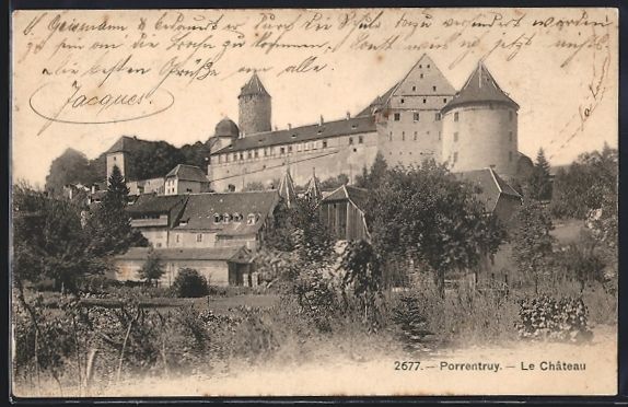 Cartoline postali: AK Porrentruy, Le Château, 1908 – Usato da Berlin venduto da bartko-reher