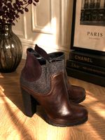Damen Stiefeletten Braun/Lila Gr. 38