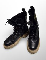 Chunky Combat Boots Schwarz Beige Gr. 40