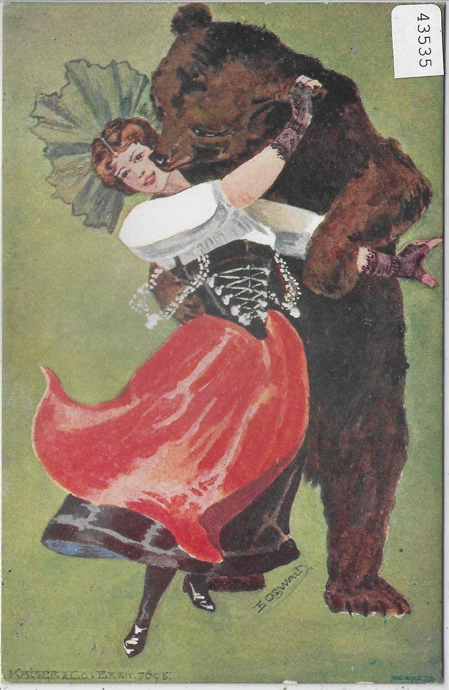 Cartes postales: Bern - Bär tanzt mit Trachten-Mädchen – D'occasion à Ettingen par Kartenplanet