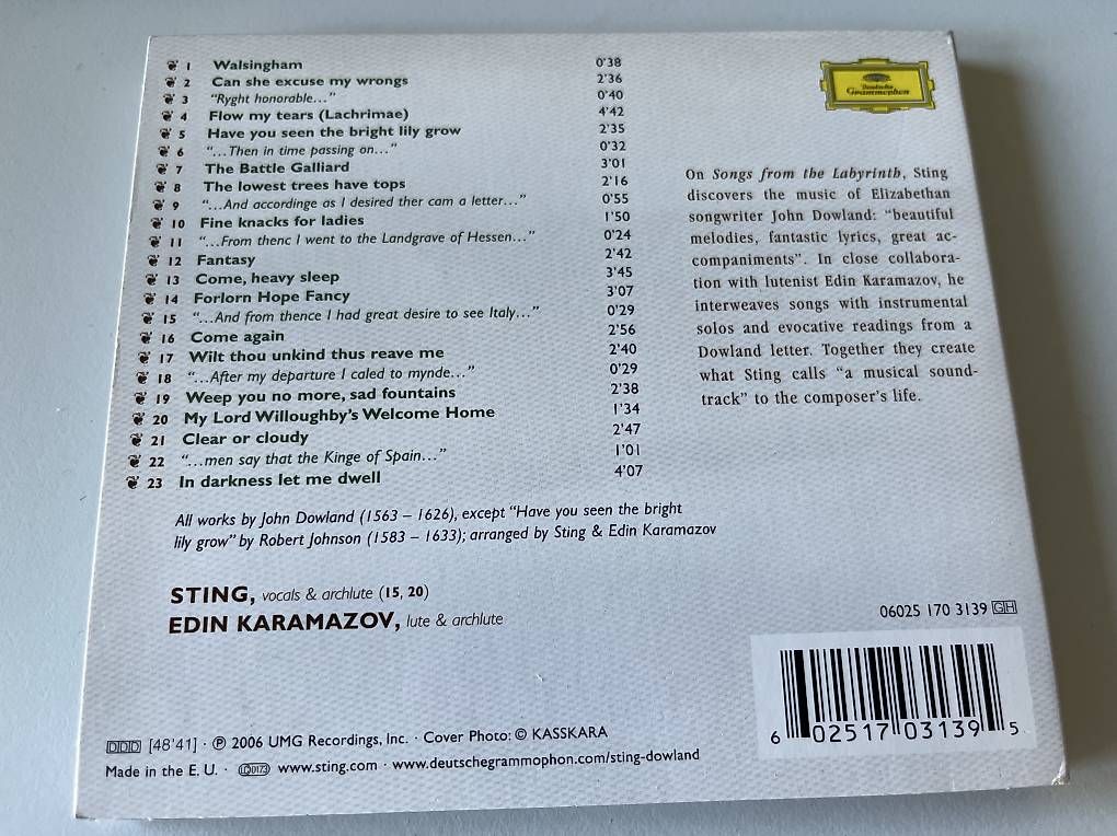 CDs: Sting: Songs from the Labyrinth [CD] – D'occasion à Zürich par audn 2