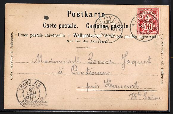 Cartoline postali: Litho Rigi, Hotel mit Bahn, Vierwaldst – Usato da Berlin venduto da bartko-reher 1