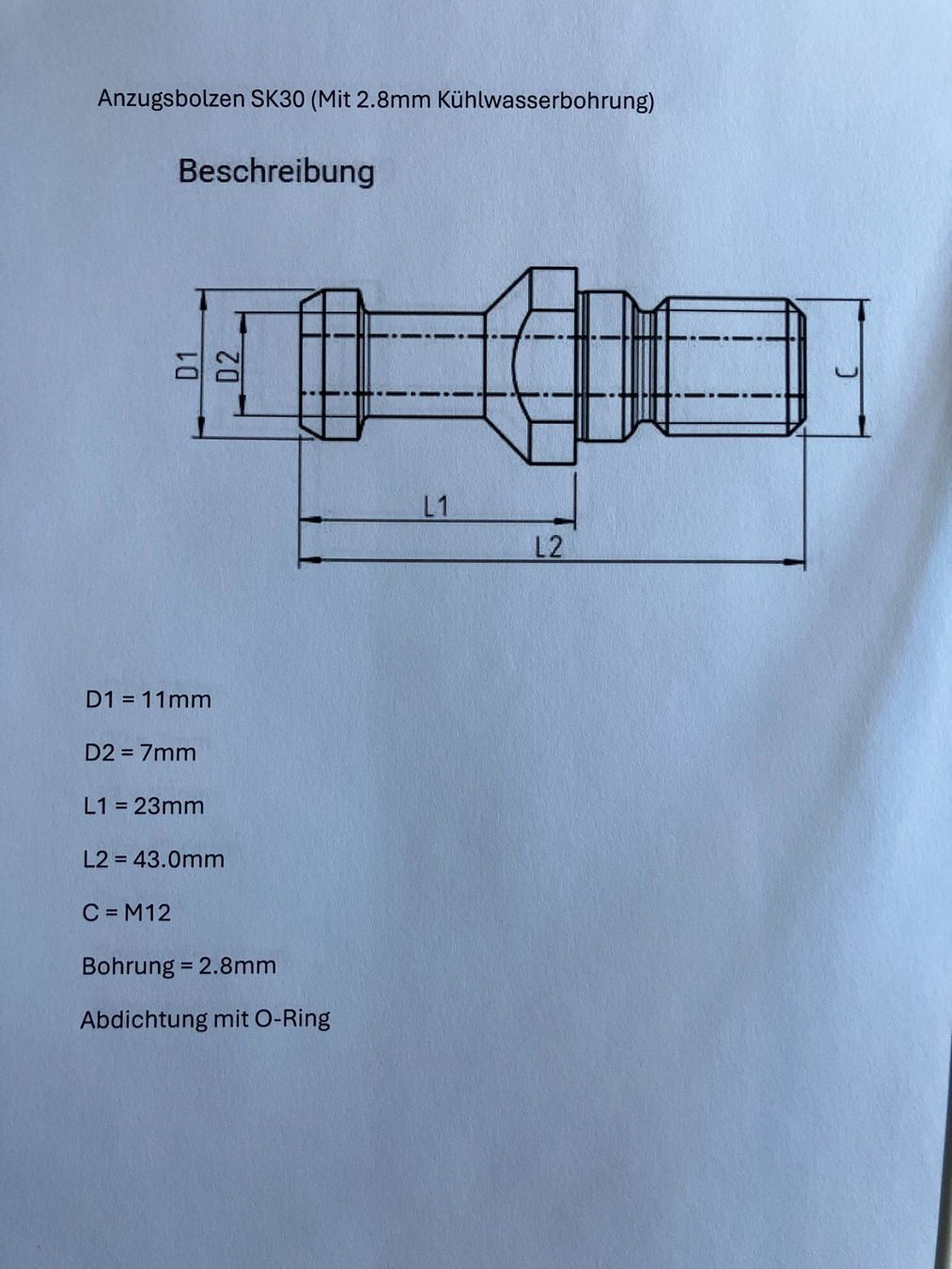 Tutti gli attrezzi: Anzugsbolzen ISO 7388-3 (BT30-30°) – Usato da Lenk im Simmental venduto da Jrg7410 1