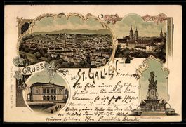 Litho St. Gallen, Stadtpanorama, Kloster
