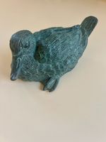 Vintage Deko-Ente aus Bronze in Grün, für Haus oder Garten