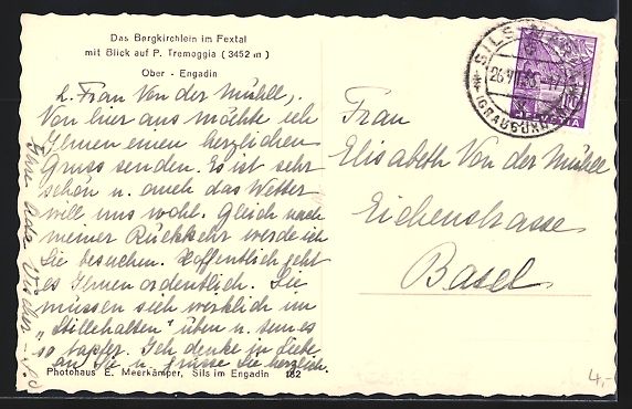 Cartes postales: AK Ober-Engadin, Bergkirchlein im Fextal – D'occasion à Berlin par bartko-reher 1