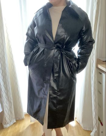 Manteau simili cuir noir