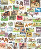 50 verschiedene Pferde Motive auf Briefmarken