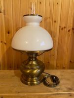Tischlampe Messing Opalglas Glaszylinder ohne Gebrauchssp...