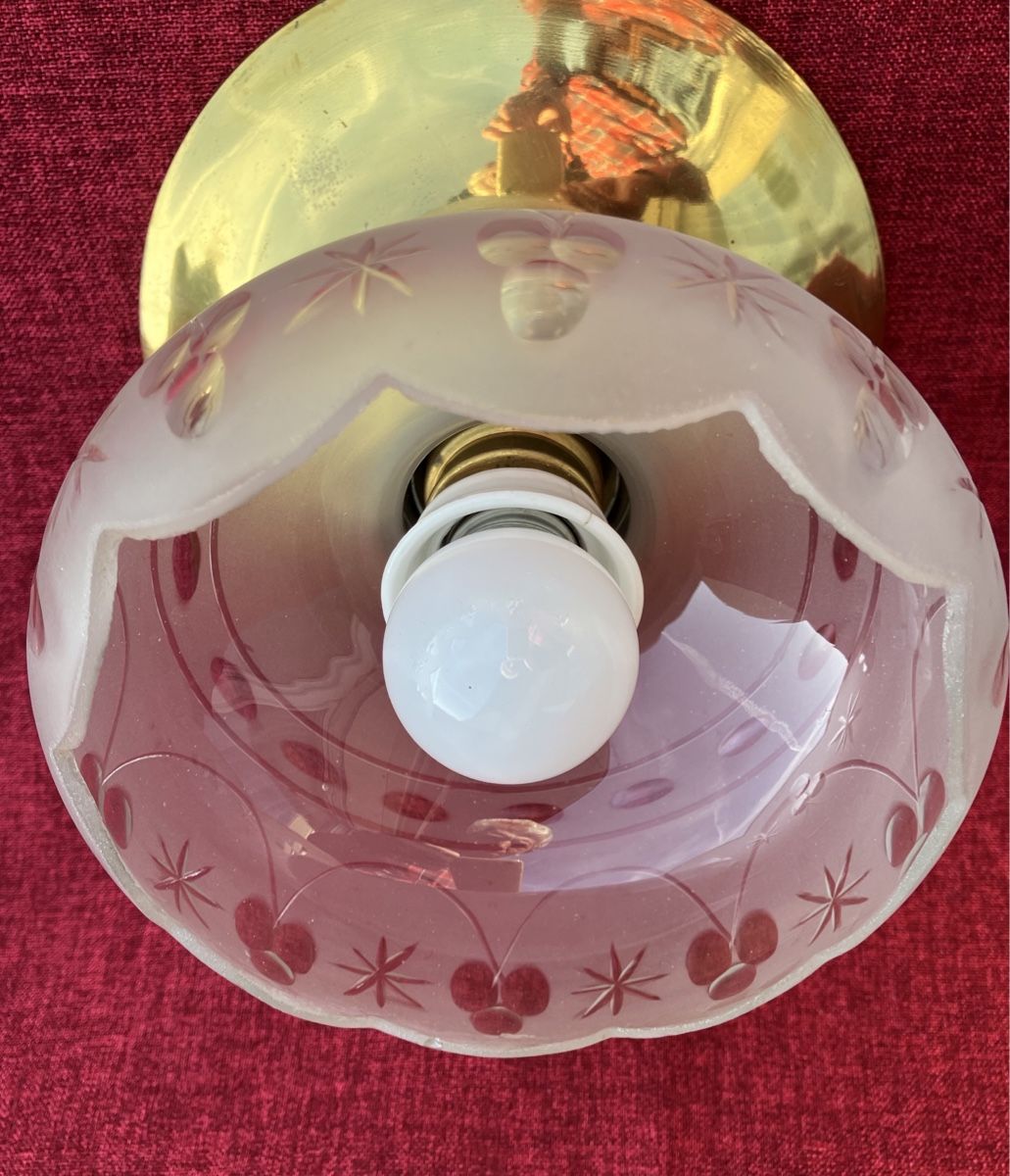 Lampadari & plafoniere: Alter Messing Deckenlampe Handgeschliffenes satiniertesglas – Usato da Zürich venduto da otomado 2