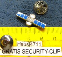 SATELLIT ASTRA SCHMUCK-PIN KLEIN-FEIN mit SECURITY-CLIP