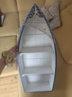 Dekoschiffli Boot Holz blau weiss maritimer Stil gebraucht