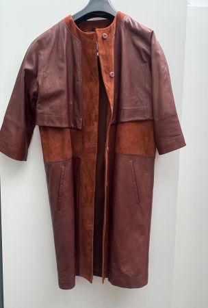 Ledermantel von Max Mara, Größe 38 Cognacbraun/rostbraun