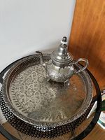 Service à thé marocain argenté décoré bon état