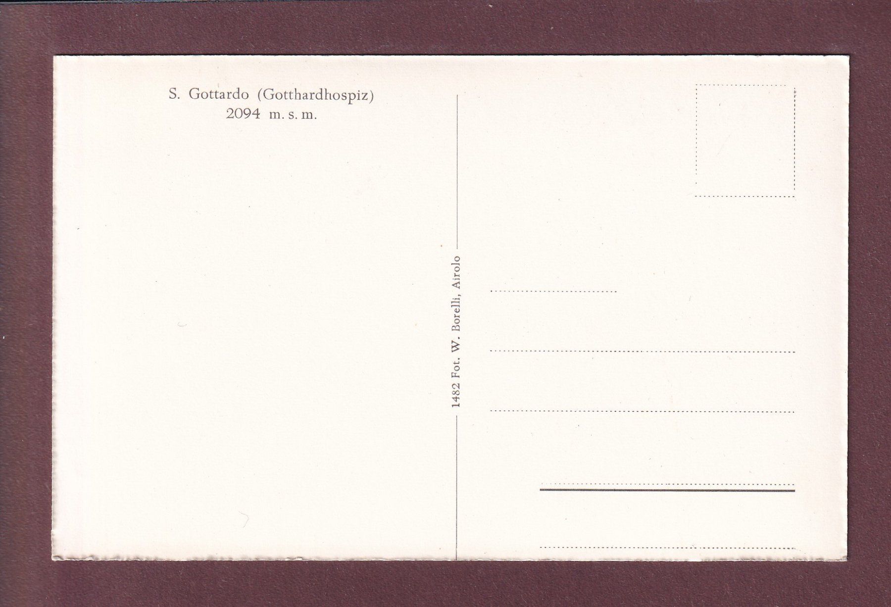 Ansichtskarten: S. GOTTARDO / GOTTHARDHOSPIZ – Gebraucht aus Pully von nicecards 1