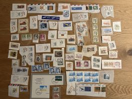 Briefmarkensammlung auf Belegen diverse Länder gestempelt