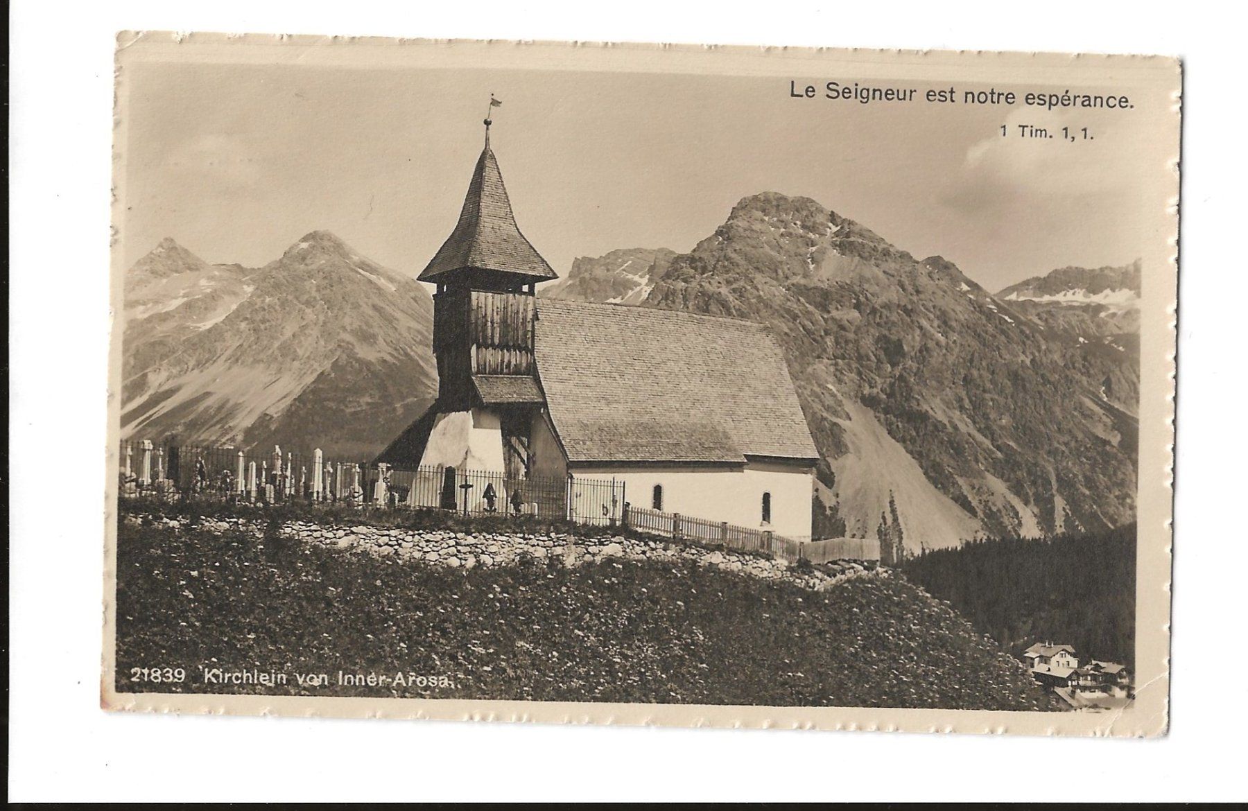Cartoline postali: AK 1915 Kirchlein von Inner-Arosa – Usato da Greifensee venduto da 315WDO
