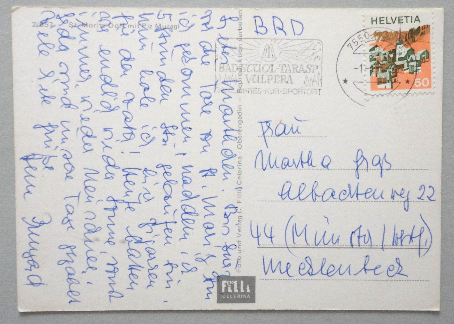 Cartoline postali: St. Moritz Dorf mit Piz Muragl – Usato da Fétigny venduto da Billy2miny 1