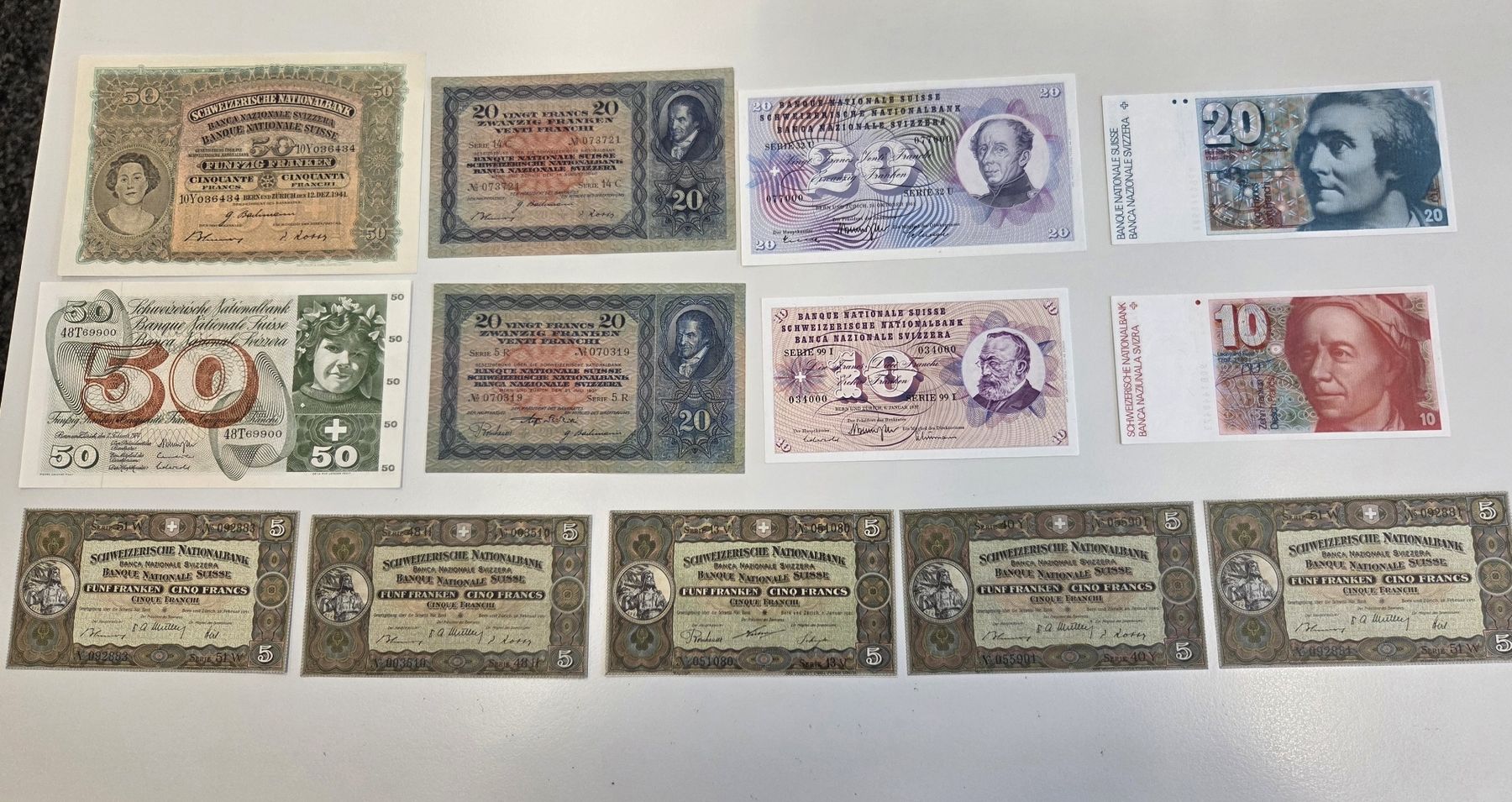 Banknoten: Alte Schweizer Banknoten – Neu (gemäss Beschreibung) aus Pratteln von rolf4133