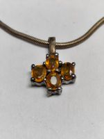 Silberkette mit Citrin Anhänger Kreuz Vintage #A8