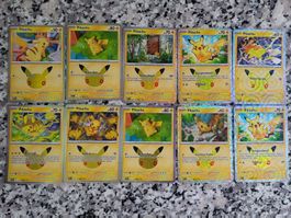 Pokémon 30th - 10 verschiedene Pikatchu-Karten - DE